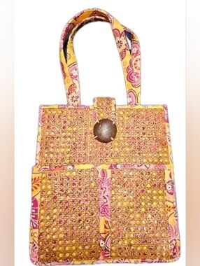 Vera Bradley Bali Gold Rattan Beach Tote Bag - NWOT - Pristine